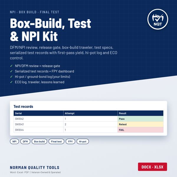Box-Build, Final Test & NPI Release Kit cover