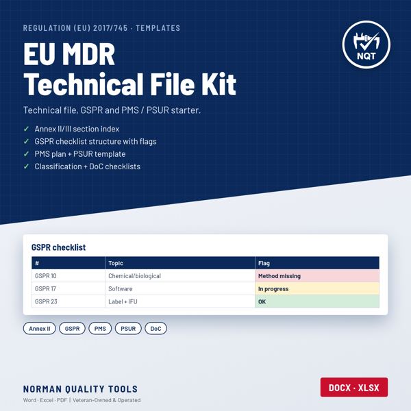 EU MDR Technical File Starter cover