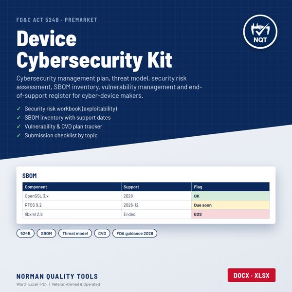 Medical Device Cybersecurity Documentation Kit (FD&C Act 524B) cover