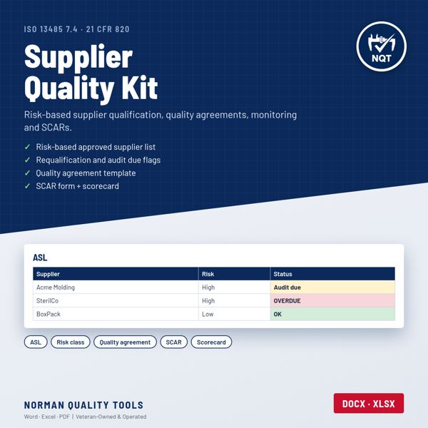 Med Device Supplier Quality Kit cover