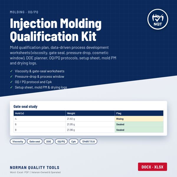 Injection Molding Process Qualification Kit (Mold Qualification, OQ/PQ) cover