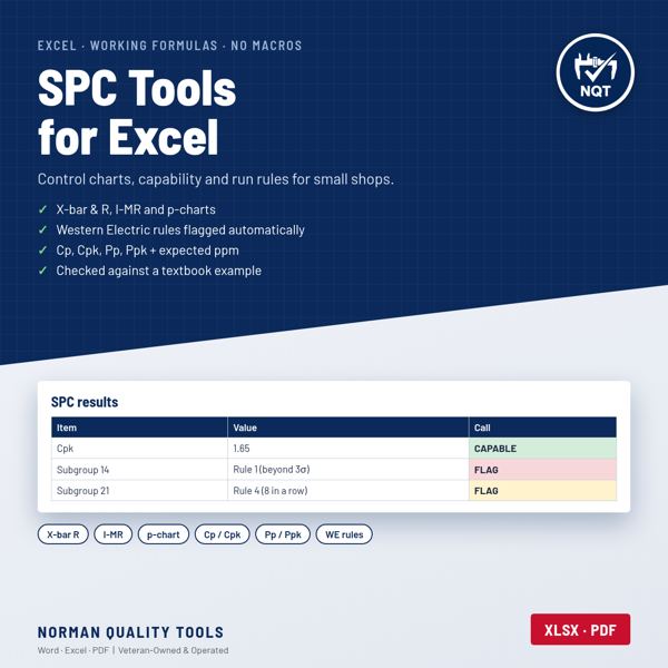 SPC Tools for Excel cover