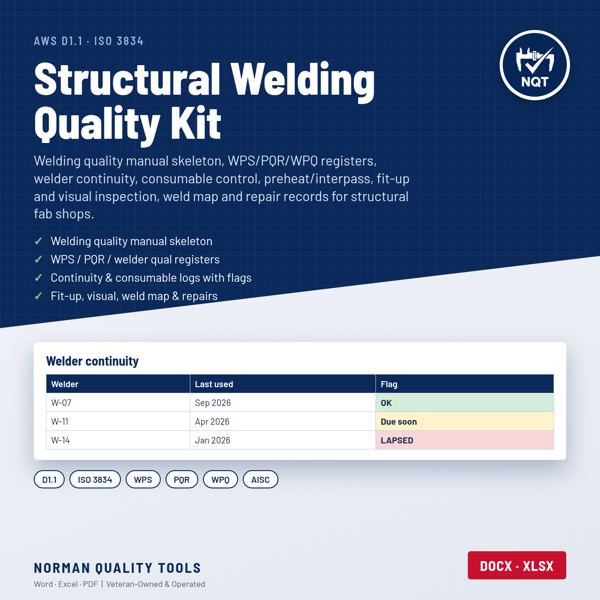 Structural Welding Quality Program Kit (AWS D1.1 / ISO 3834) cover